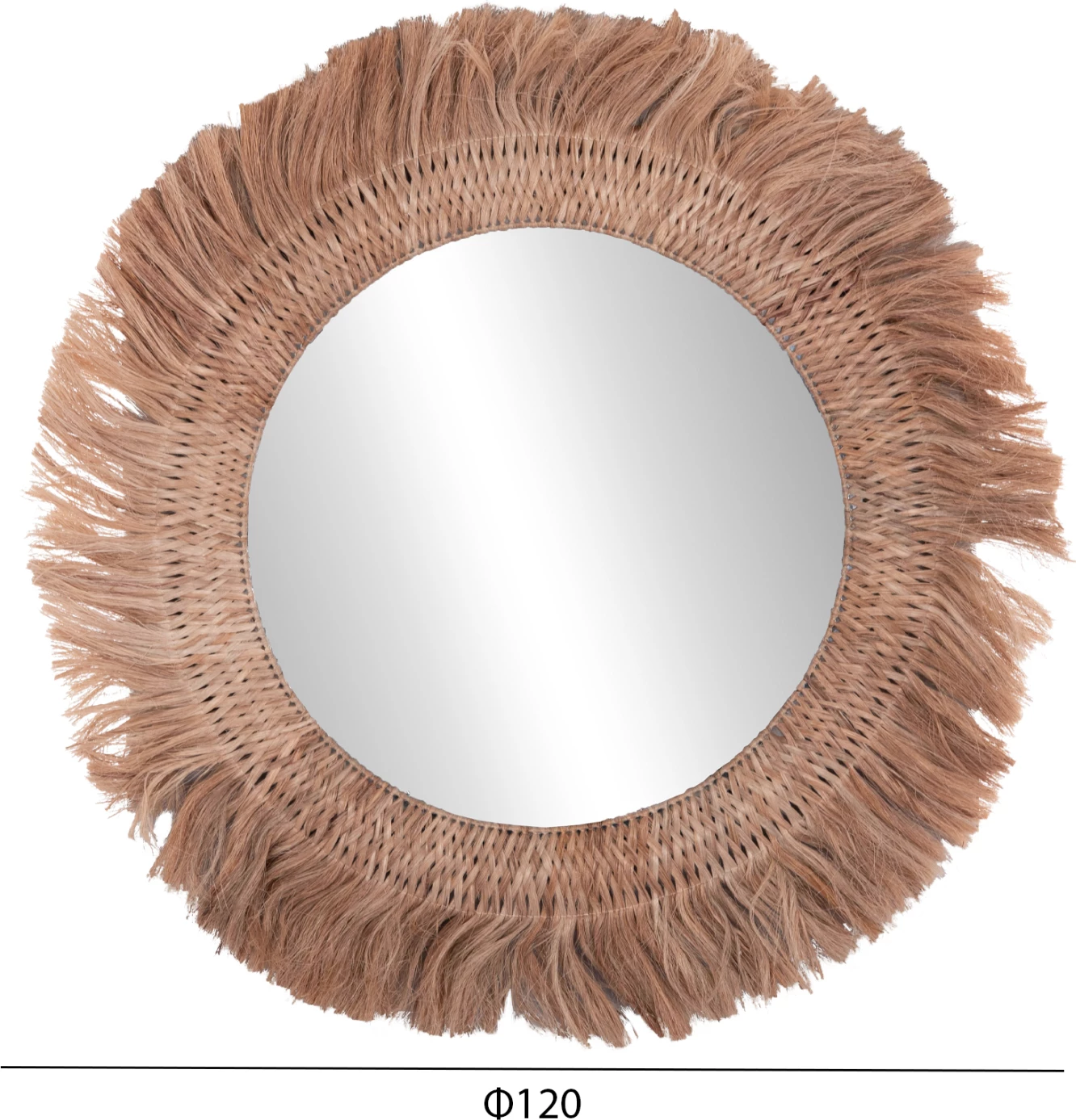 Pasqyrë muri rrethore me fibra abaka, ngjyrë natyrale, 120x4x120cm, FH7747