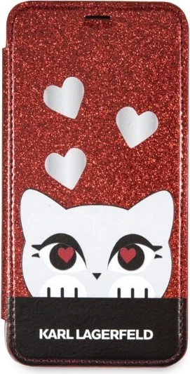 Mbështjellës Karl Lagerfeld Valentine për iPhone X/XS, e kuqe