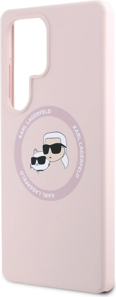 Mbështjellës Karl Lagerfeld Silicone Double Heads And Circle MagSafe për Samsung Galaxy S25 Ultra, Rozë