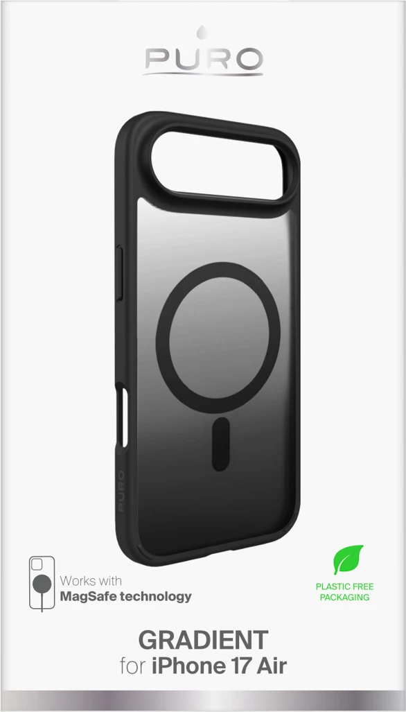 Mbështjellës Puro Gradient për iPhone 17 Air, MagSafe, TPU, Zi