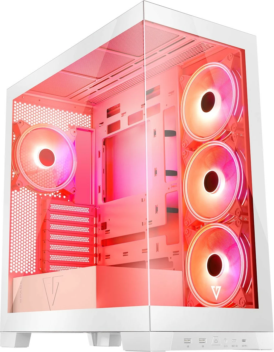 Kasë MODECOM Volcano Space ARGB, Midi Tower, xham i temperuar, e bardhë