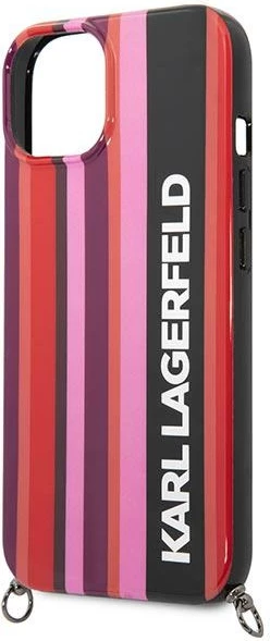 Mbështjellës Karl Lagerfeld KLHCP14SSTSTP për iPhone 14 6.1", me rrip, rozë