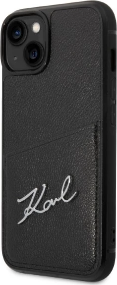 Mbështjellës Karl Lagerfeld Signature Logo Cardslot për iPhone 14 Plus, i zi