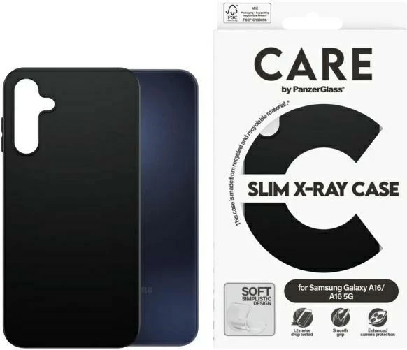 Mbështjellës PanzerGlass CARE për Samsung Galaxy A16 / A16 5G, Zi