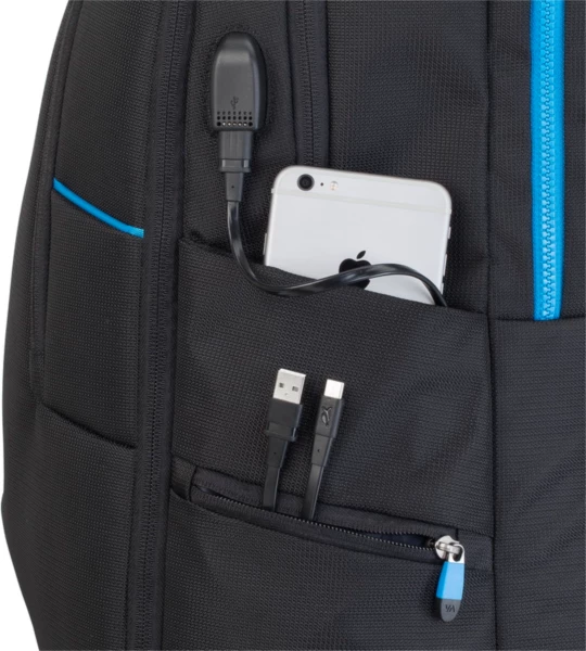 çantë shpine për laptop gaming RIVACASE 7860 17.3\" 30L me portë USB, e zezë
