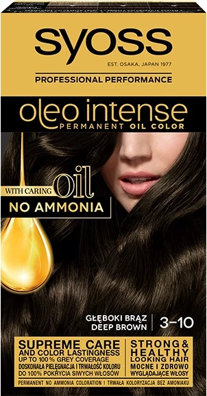 Ngjyrë për flokë për femra Syoss Oleo Intense 3-10 Deep Brown, 1 copë