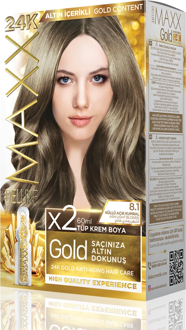 Ngjyre per flokë MAXX GOLD SET 8.1 ASH LIGHT BLONDE 60ml