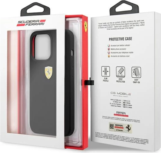 Mbështjellës Ferrari FESSIHCP13XBK për iPhone 13 Pro Max 6.7", silikon, zi