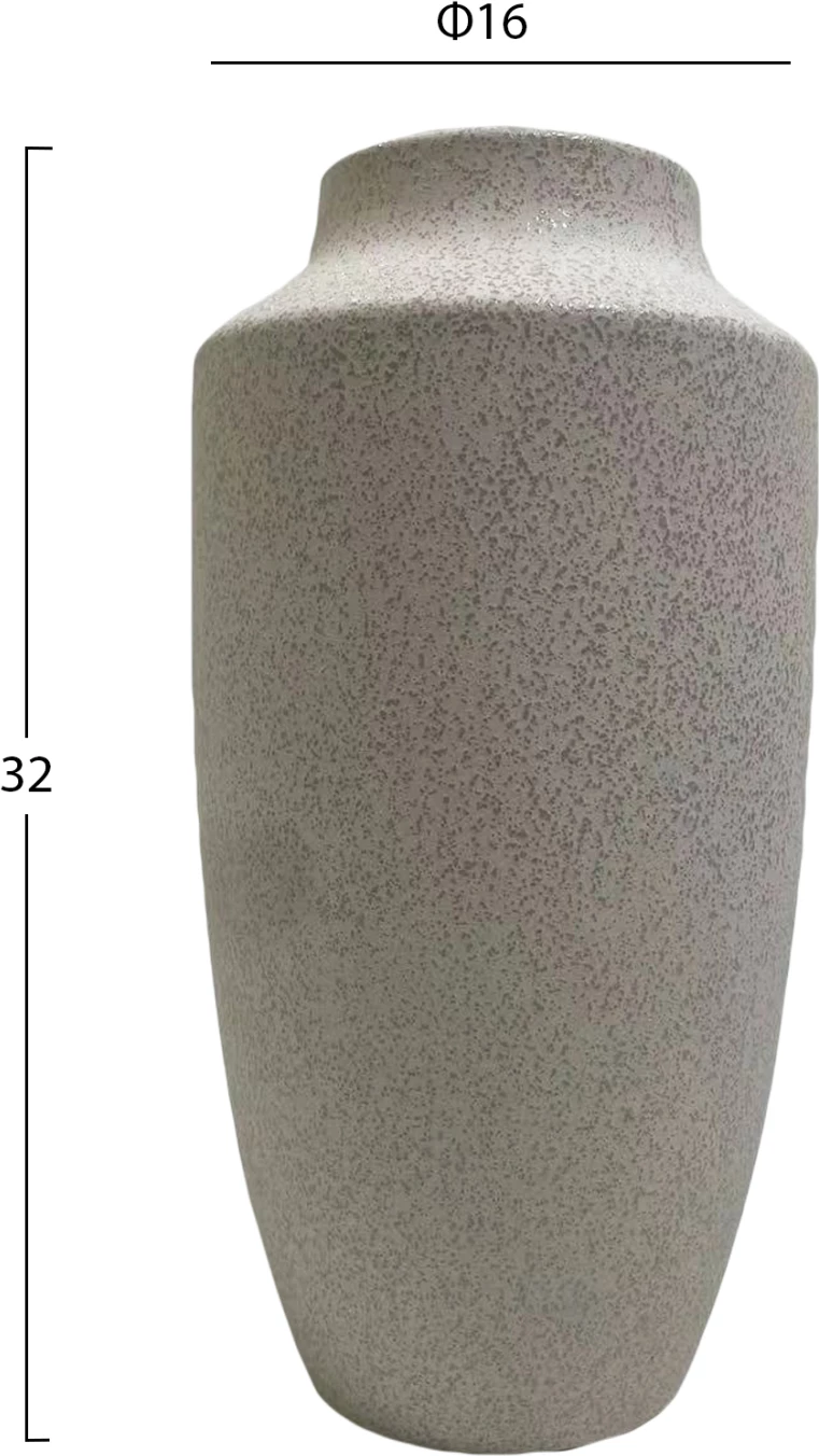 Dekor tavoline prej qeramike 'GALAD' FH4588.01, ngjyrë e bardhë e zbehtë me kristalizim, Φ16x32Hcm