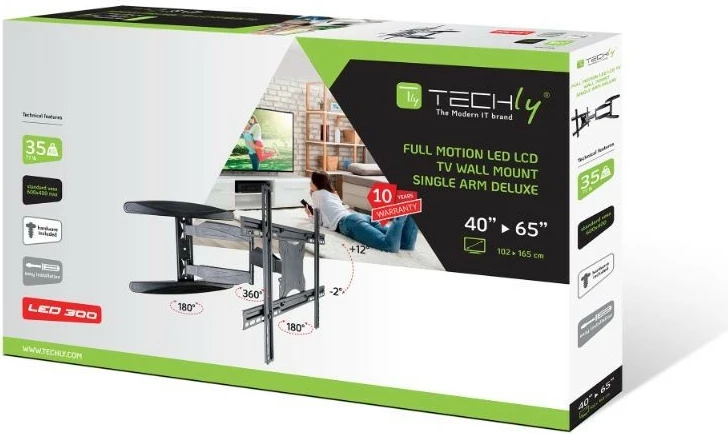 Mbajtës muri për TV Techly 308879, 40-65 inç, i zi