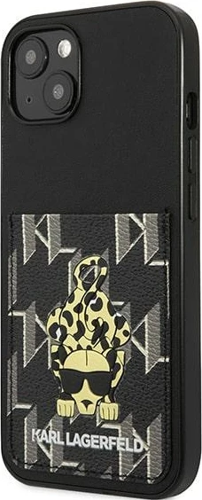 Mbështjellës Karl Lagerfeld Karlimals Cardslot për iPhone 13, e zezë