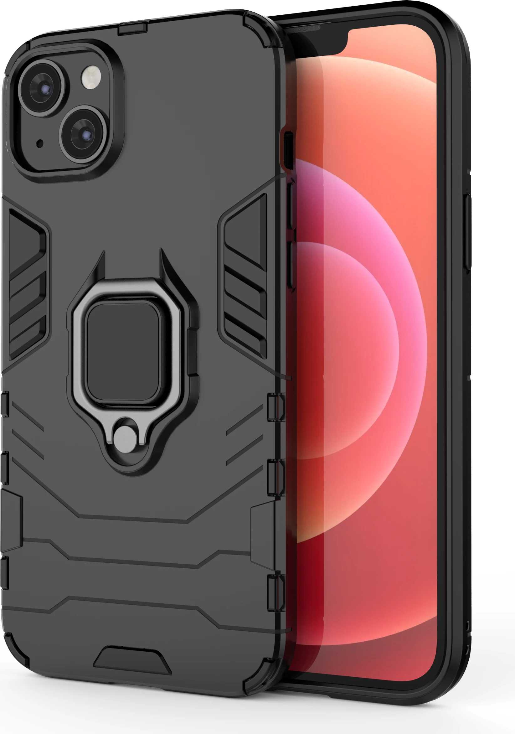 Mbështjellës Hurtel Ring Armor për iPhone 14 Plus, me unazë, i zi