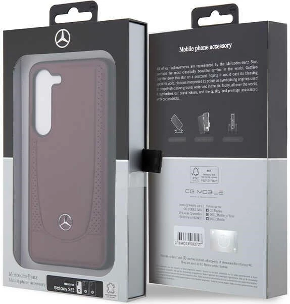 Mbështjellës Mercedes Leather Urban për Samsung Galaxy S23, i fortë, lëkurë artificiale, Kuq