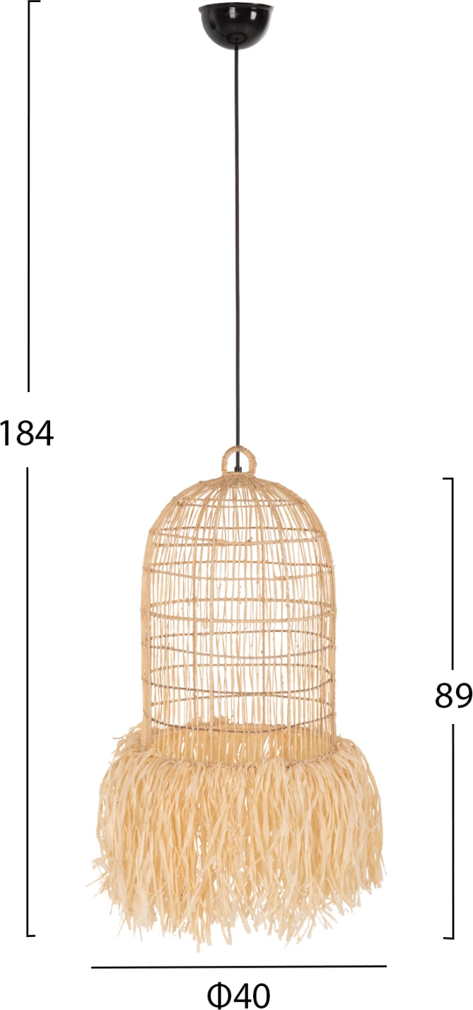 Llambë varëse tavani, fibra gjethe palme, ngjyrë natyrale, Φ40x55H cm