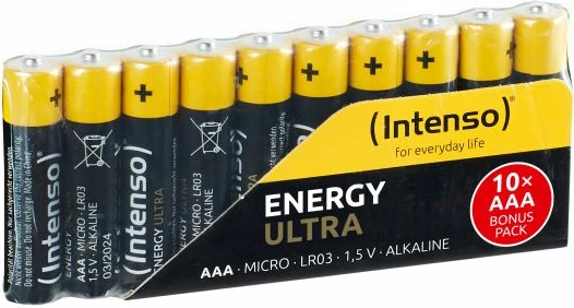 Bateri AAA Intenso Energy Ultra 1.5V alkaline 1250mAh, 10 copë, e zezë/verdhe