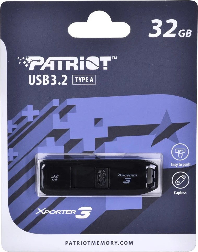 USB Flash Patriot Memory Xporter 3 32GB, Lloji A USB 3.2, e zezë
