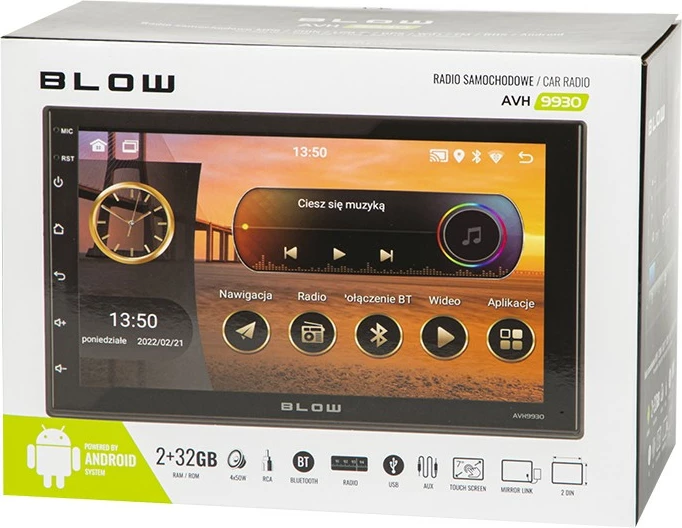 Radio veture BLOW AVH-9930, 2DIN, 7 inç, GPS, Android, Bluetooth, E zezë