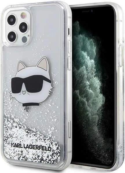 Mbështjellës Karl Lagerfeld KLHCP12MLNHCCS për iPhone 12/12 Pro 6.1", Glitter Choupette, Argjendtë