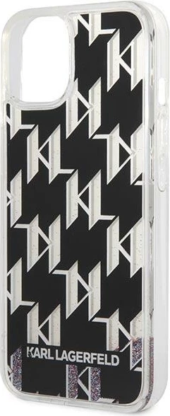 Mbështjellës Karl Lagerfeld KLHCP14SLMNMK për iPhone 14 6.1", hardcase, Liquid Glitter Monogram, zi