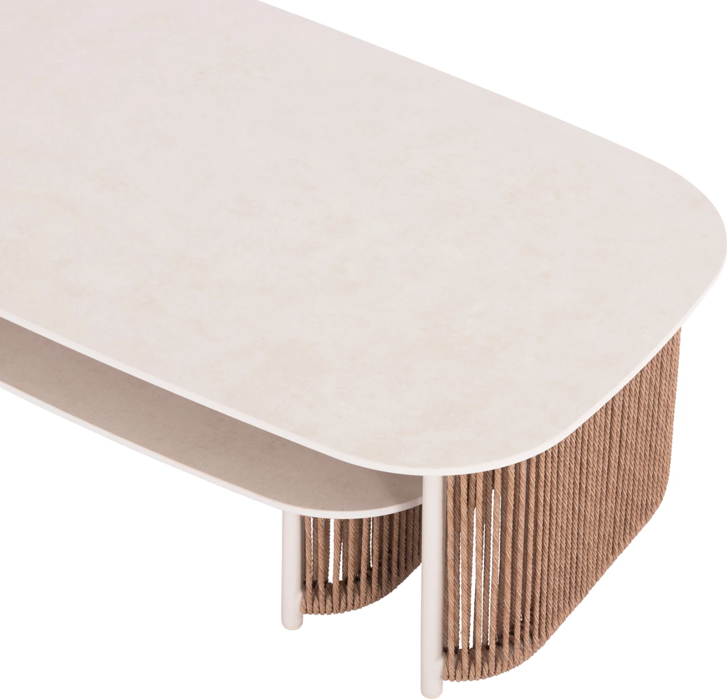 Set lounge për jashtë, 6 pjesë, AURORA, alumin ngjyrë fildishi, thurje bezhë, gur sintetik, CD6170