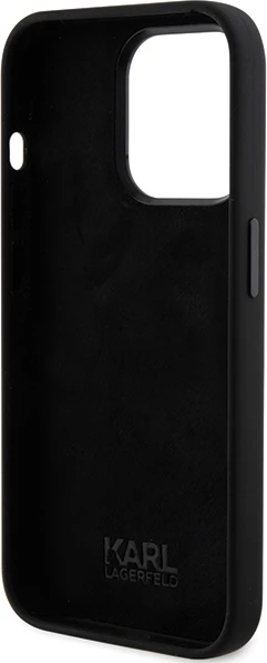 Mbështjellës Karl Lagerfeld Silicone Karl&Choupette Head për iPhone 15 Pro, i zi