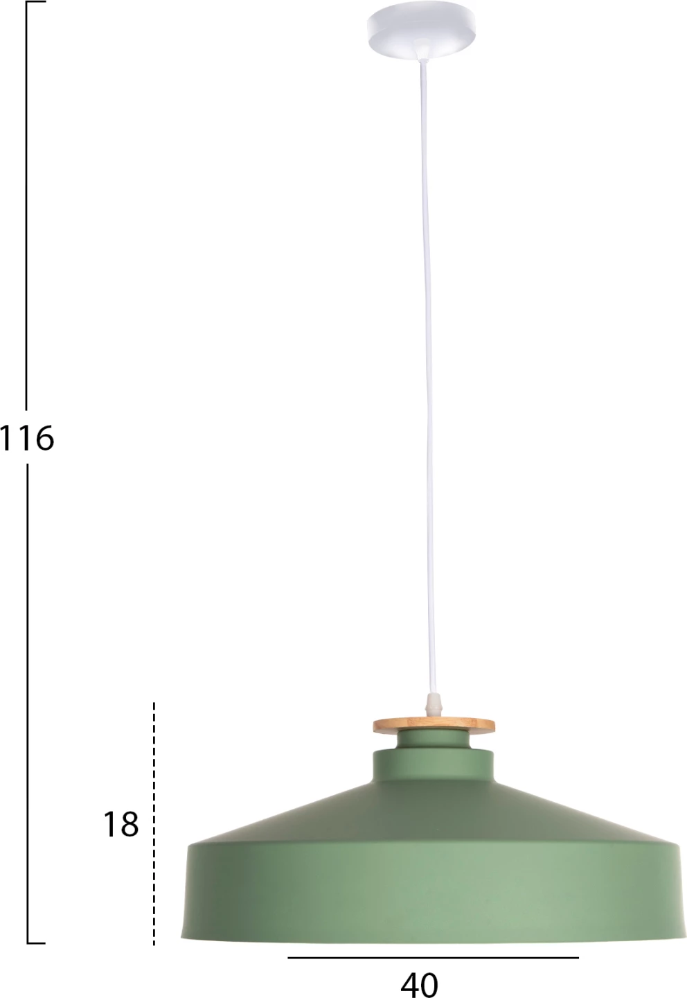 Llambë varëse tavani, metal jeshil, FH4159.05, Φ40x116H cm