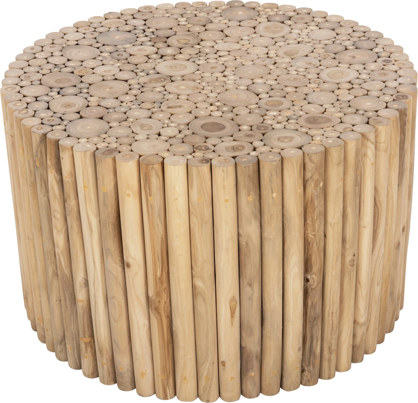 Tavolinë kafeje e rrumbullakët COOTER FH9863 degë TEAK - NATYRALE Φ80x50Hcm