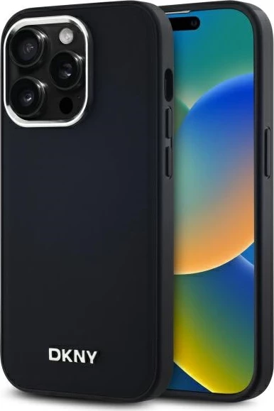 Mbështjellës DKNY Plain Logo MagSafe për iPhone 14 Pro, i zi