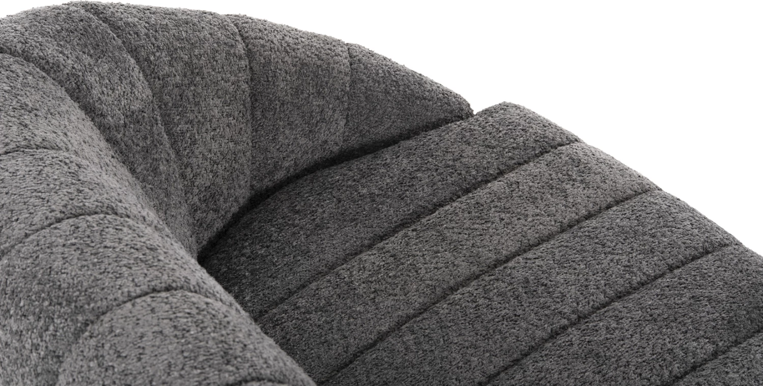 Divan dy vendesh MOBY FH9595.01, pëlhurë boucle gri, 145x82x67H cm