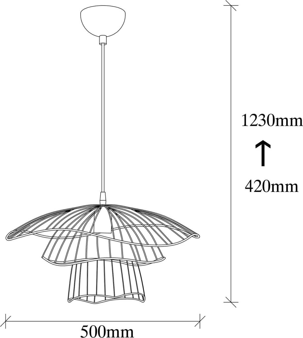 Llambë varëse metalike, ngjyrë e zezë, FH7231, Φ50x123 cm