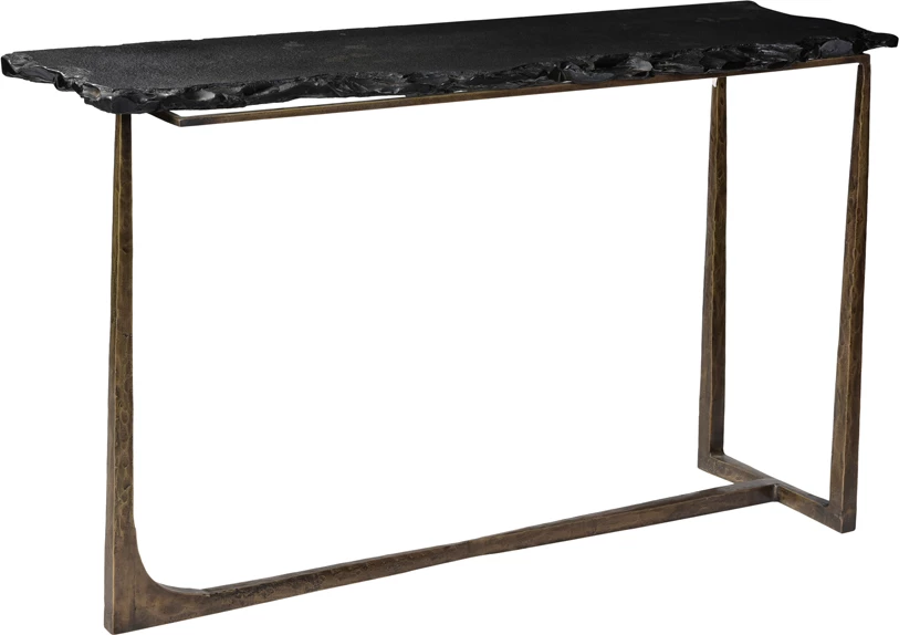 Konsol Piedra, ngjyrë gri e errët, bronz antik, 128x42x75cm