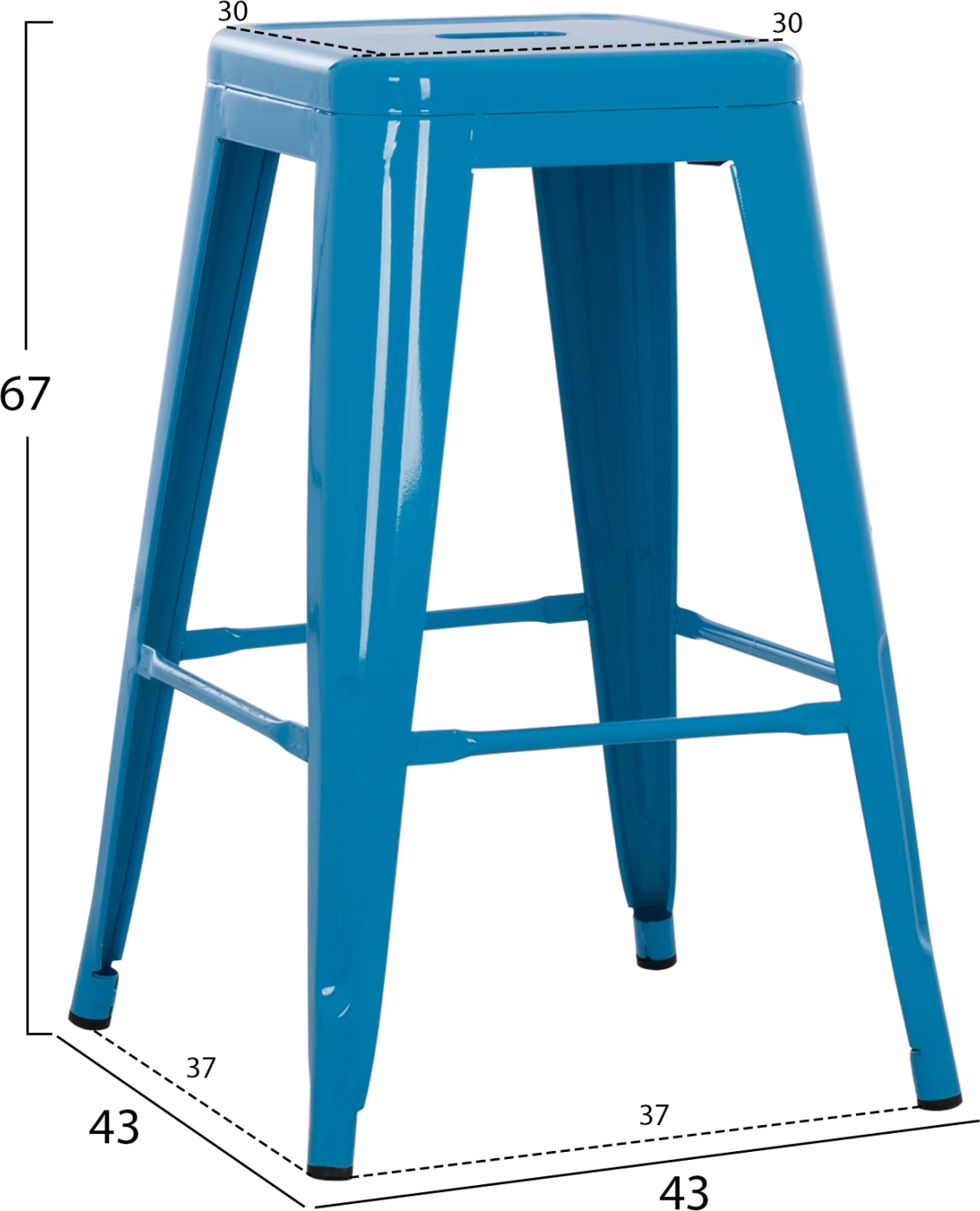 Karrige për bar metalike, mesatare, FH8573.08, Melita, ngjyrë blu, 43x43x67 cm