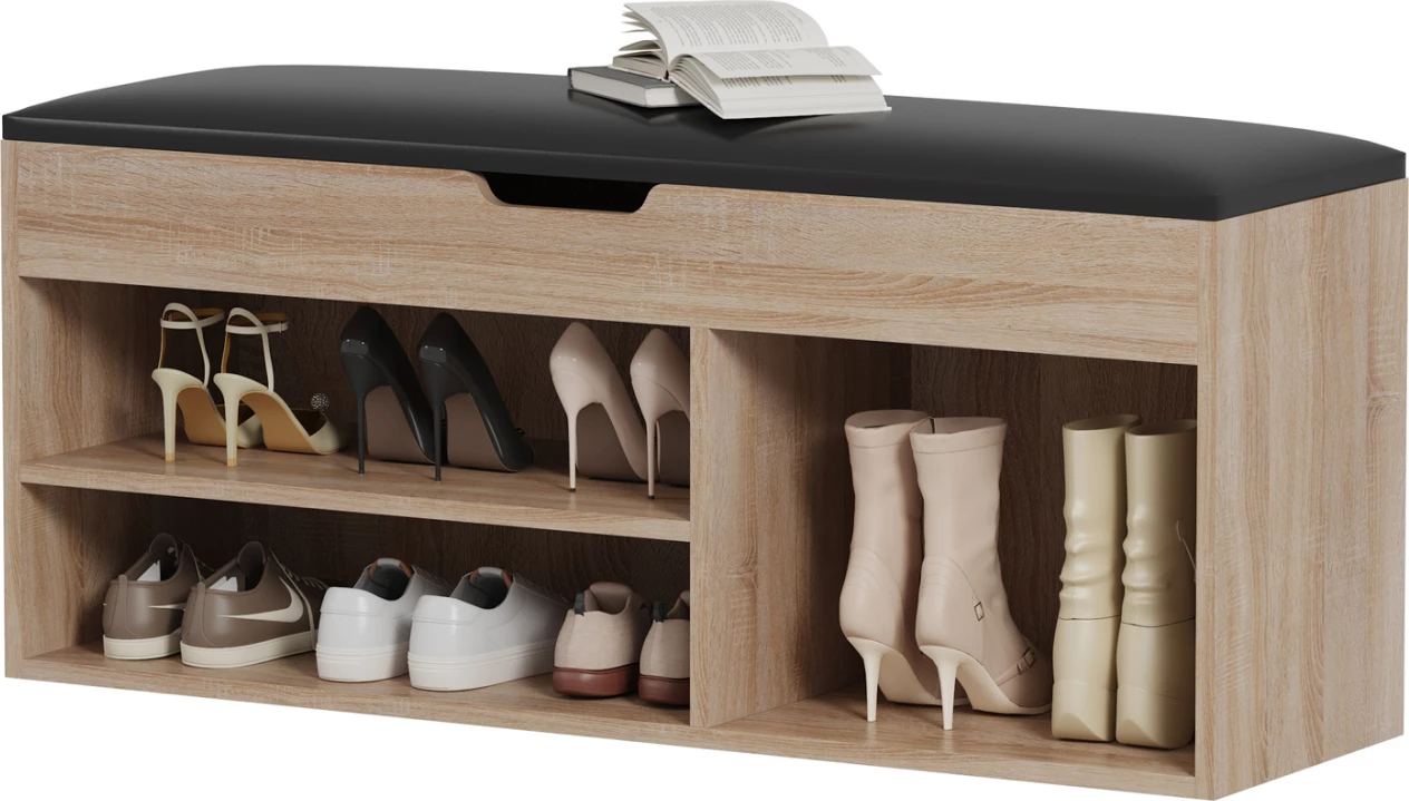Raft këpucësh me ulëse ROMIR FH2478.01 melaminë ngjyrë sonama-kafe 100x30x44Hcm