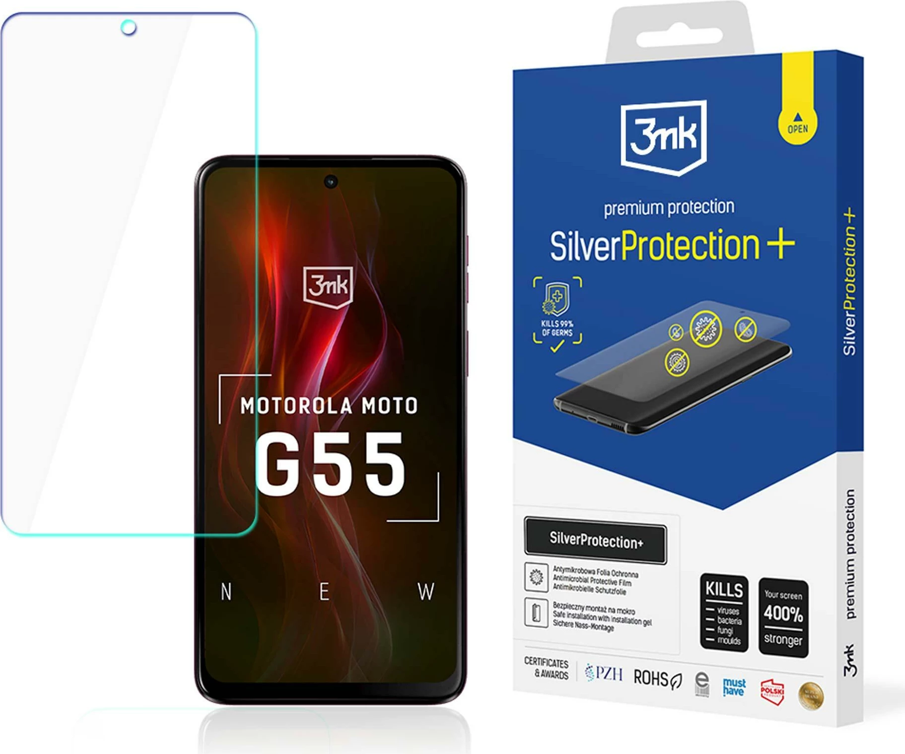 Film mbrojtës për ekran, 3mk SilverProtection+ për Motorola Moto G55 5G