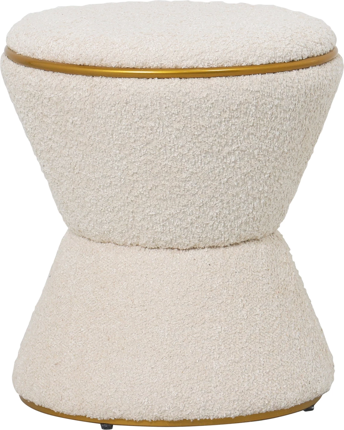 Karrige e rrumbullakët LINNER FH9604.16, pëlhurë boucle, detaj ari, Φ38,5x43H cm.