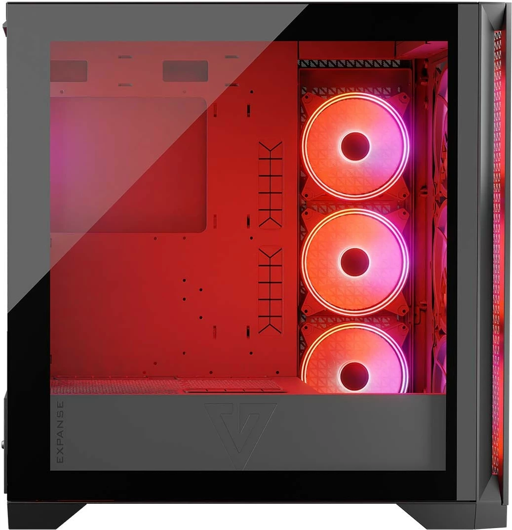 Kasë MODECOM Volcano Expanse T Apex ARGB Midi Tower, xham i temperuar, 4x140mm ARGB, ATX/mATX/ITX, USB-C, e zezë