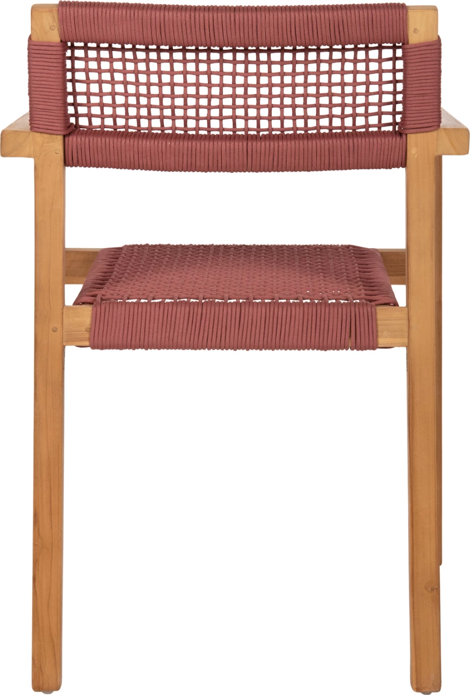 Karrige me krahë Charlotte, dru tik natyral dhe litar rozë, 59x54x83H cm