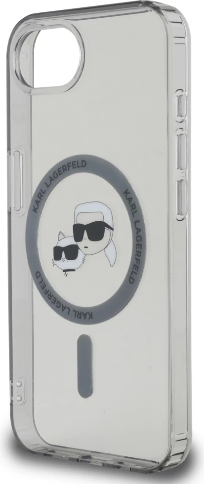 Mbështjellës Karl Lagerfeld IML Metal Karl & Choupette Heads MagSafe për iPhone 16e, i zi