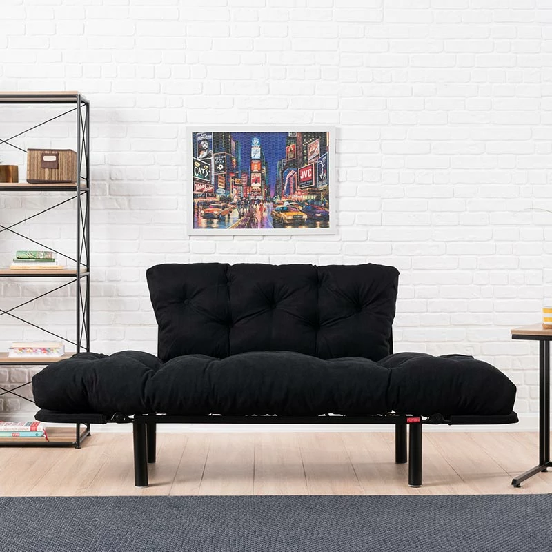 Divan krevat 2 ulëse, ngjyrë e zezë, PWF-0018, 155x73x85 cm