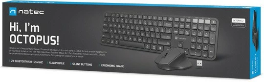 Set tastierë + maus Natec Octopus 2, wireless, Bluetooth + 2.4GHz, i zi