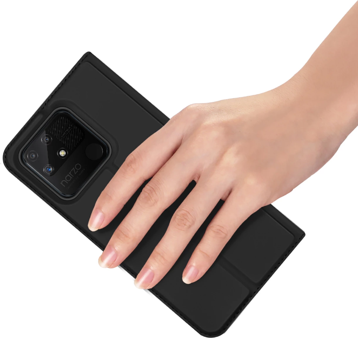 Mbështjellës Dux Ducis Skin Pro për Realme Narzo 50A, me kapak, i zi