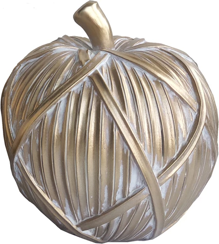 Dekor mollë prej polirezine, ngjyrë ari, 13x13x14 cm