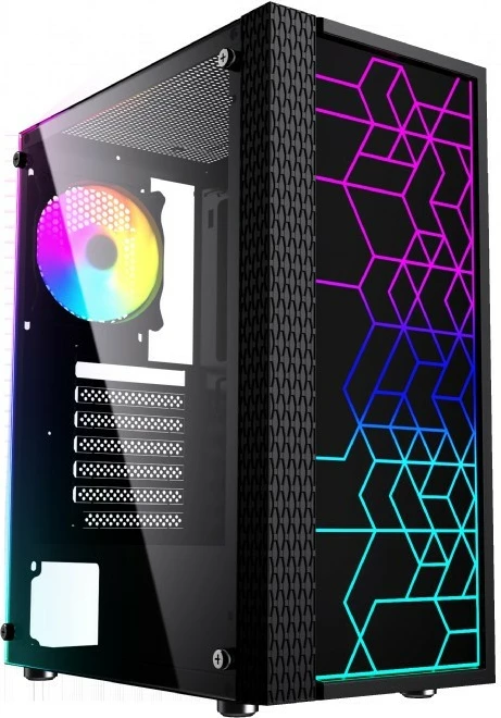 Kasë Gembird Fornax 2500 RGB Midi Tower, Tempered Glass, e zezë
