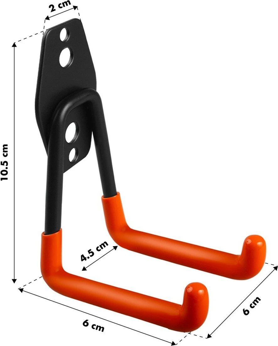 Mbajtëse muri për garazh Maclean MC-443, çelik, 50 kg, zezë/portokalli