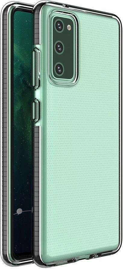 Mbështjellës Hurtel Spring Case për Samsung Galaxy A02s EU, TPU, i tejdukshëm me kornizë të zezë