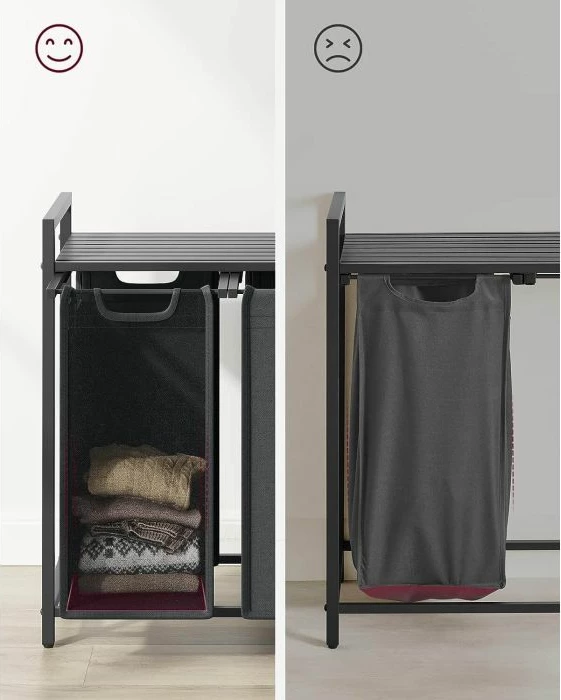 kosh rrobash VASAGLE BLH301G01, 3 ndarje, 114 L, me raft, 92.5 x 33 x 72 cm, e zezë