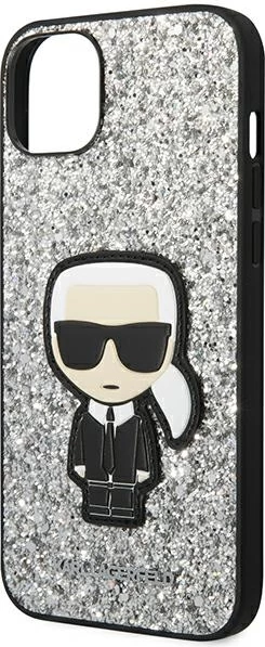 Mbështjellës Karl Lagerfeld KLHCP14MGFKPG për iPhone 14 Plus 6.7", Glitter Flakes Ikonik, argjendtë