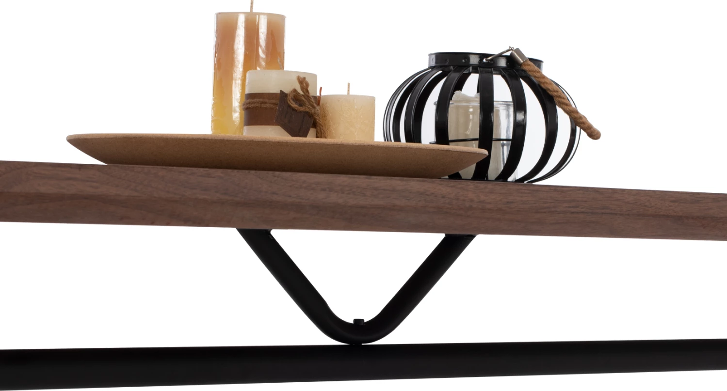 Tavolinë ngrënieje MANDY, MDF, ngjyrë arre, këmbë metali, 220x90x75 cm