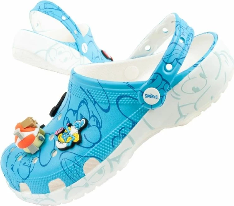 Sandale Crocs për femra dhe fëmijë, të bardha/kaltër