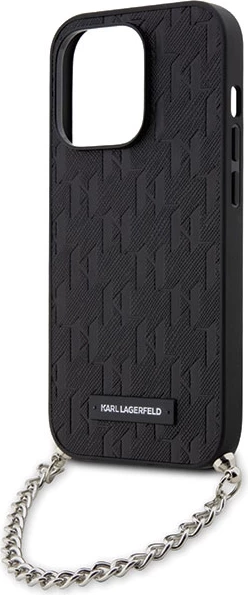 Mbështjellës Karl Lagerfeld KLHCP14LSACKLHPK për iPhone 14 Pro 6.1", zinxhir, e zezë